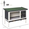 Wooden Rabbit Hutch, Bunny Cage for Small Pet w/ Slide-out Tray, Openable Roof