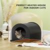 Dome Heated Cat House Portable and Waterproof Pet Shelter for Kitty in Winter, Black