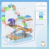 5 Tiers Hamster Cage Portable with Exercise Wheels Play Tube Water Bottle Dishes House Ladder for Gerbils, Light Blue