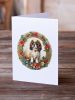 English Toy Spaniel Christmas Flowers Greeting Cards Pack of 8 Blank Cards with Envelopes Whimsical A7 Size 5x7 Blank Note Cards