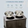 Elevated Dog Bowls with Storage, Two Stainless Steel Bowls for Large Dogs, Coffee