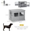 Wooden Dog Crate End Table, Dog Crate Furniture with Triple Doors, Puppy Crate for Small Dogs Indoor Use, Dark Gray