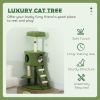 47" Tall Cat Tree Tower with Condo, Ladder, Scratching Posts and Hanging Ball, Green