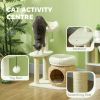 PawHut 31" Cat Tree Tower with Scratching Posts, Cat Condo, Beds, Platform and Toy Ball for Indoor Cats, Cream White