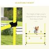 4 Piece Dog Agility Set with Adjustable Height Jump Bars, Carry Bag, Displacing Top Bar, Yellow Yellow