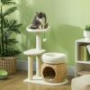 PawHut 31" Cat Tree Tower with Scratching Posts, Cat Condo, Beds, Platform and Toy Ball for Indoor Cats, Cream White