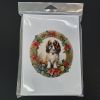 English Toy Spaniel Christmas Flowers Greeting Cards Pack of 8 Blank Cards with Envelopes Whimsical A7 Size 5x7 Blank Note Cards