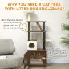 68.5" Cat Tree with Litter Box Enclosure, 2 in 1 Cat Tower Hidden Litter Box Furniture with Scratching Posts, Brown