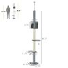 85.5" Cat Tree Height Adjustable Floor-to-Ceiling 4-Tier Kitty Climbing Activity Center Condo Cat Toy with Scratching Post Hanging Balls Play Rest Pos
