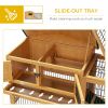 2 Level 59" Outdoor Rabbit Hutch with Openable Top, Yellow