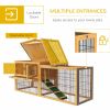 2 Level 59" Outdoor Rabbit Hutch with Openable Top, Yellow