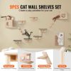 VEVOR Wall Mounted Cat Shelves, Cat Wall Shelves and Perches with Jumping Boards, Cat Beds, Hammocks & Cat Tree