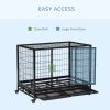 43" Heavy Duty Dog Crate with Removable Tray, Lockable Wheels and Double Door, for Large and Extra Large Dogs, Black