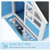 48" Wooden Rabbit Hutch Bunny Cage with Waterproof Asphalt Roof, Fun Outdoor Run, Removable Tray and Ramp, Light Blue