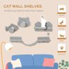 4PCs Cat Wall Shelves with Steps, Scratching Posts, Ladder, Platforms, Toy Balls