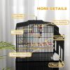 36" Bird Cage with Accessories, Handle, Mesh Cover, Tray, Black