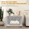 Hidden Cat Litter Box Enclosure with Double Doors, Hole, Pet House Side End Table, 31.5" x 19" x 20", White