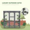 Outdoor Cat Enclosure with 6 Jumping Platforms, Weatherproof Roof, Large Front Door for 1-3 Cats, 59" x 28" x 60", Grey