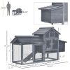 59" Small Wooden Chicken coop Hen House Poultry Cage for Outdoor Backyard with 2 Doors, Nesting Box and Removable Tray, Gray