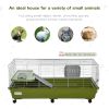 47" Small Animal Cage Chinchilla Guinea Pig Hutch Pet House with Platform Ramp, Food Dish, Wheels, & Water Bottle