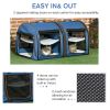 39" Portable Soft-Sided Cat Carrier, Cat Kennel, Travel Dog Crate with Divider, Two Compartments, Soft Cushions & Storage Bag, Easy to Fold, Blue