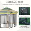 48" x 41" Heavy-Duty Metal Dog Playpen, Outdoor Pet Cage Kennel, Puppy Exercise Fence Barrier with Weather-Resistant Polyester Roof, Locking Door