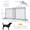 41"-72" Wooden Freestanding Pet Gate with Support Feet, for Small Medium Dogs, Grey-Blue