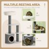 39" Cat Tree Tower, Multi-level Cat Activity Centre with Scratching Posts, Condo, Top Perch, Platforms, White