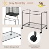 30'' Large Rolling Metal Bird Cage Bird House with Detachable Rolling Stand, Storage Shelf, Wood Perch Food Container - Black
