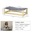 Raised Dog Bed with Washable Cushion, Elevated Pet Bed for Small & Medium Sized Dog Cat, Pine Wood Frame, 35.5" x 20" x 11"