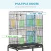52" Bird Cage with Rolling Stand, Toys, for Budgies Canaries Black