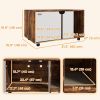 Hidden Cat Litter Box Enclosure with Double Doors and Sand Drain Pad, Rustic Brown