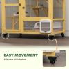 Cat Condo Wooden Indoor Cat House on Wheels with Cat Flap Door Platforms Hammock Openable Top for 2 Cats, Yellow