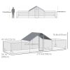 Chicken Run, 23' x 6.6' Metal Chicken Coop with Waterproof and Anti-UV Cover, Spire Roof, Door, for 12-14 Chickens, Ducks, Rabbits, Sliver