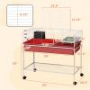 Two-Story Small Animal Cage Removable from Stand, Pet Habitat with Shelf & Wheels, 39" x 20.5" x 36.5", Red