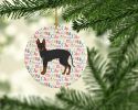 English Toy Terrier #2 Merry Christmas Ceramic Ornament Christmas Tree Hanging Decorations for Home Christmas Holiday, Party, Gift, 3 in, Multicolor