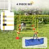 4 Piece Dog Agility Course Backyard Set with 4 Height Adjustable Dog Agility Jumps, Carry Bag, Yellow