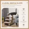 4 Levels Cat Steps with Scratching Posts for High Bed, Sofa, Brown