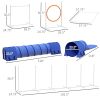 7pc Agility Training Equipment for Dogs w/ Tunnels, Weave Poles Adjustable Hurdle, Jumping Ring, Pause Box, Blue