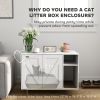 Cat Litter Box Enclosure End Side Table with Scratching Pad, Storage, for Living Room, Bedroom, 31.5" x 20" x 24"
