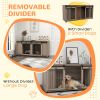 71" Modern Dog Kennel Furniture with Removable Divider, Storage for 2 Small Dogs or 1 Large Dog, Walnut