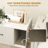 32" Cat Litter Box Enclosure with Scratching Mat, Cat Entrance, Fit Most of Cat and Litter Box, Distressed White