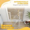 30"-41" Extra Wide Pet Gate Barrier with Small Door, 35"H Dog Gate with Safety Gate Barrier, Stair Pressure Fit, White