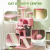 54" Cat Tree, Multi-Level Cat Tower with Scratching Posts, Cat Condos, Bed, Platforms, Ramp, Toy Ball, Pink