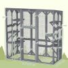 Outdoor Cat Enclosure with 6 Jumping Platforms, Weatherproof Roof, Large Front Door for 1-3 Cats, 59" x 28" x 60", Grey