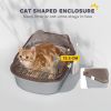 Stainless Steel Cat Litter Box with High Sided Enclosure, Steps & Scoop, Non-Sticky & Anti-Urine Leakage, Easy Cleaning