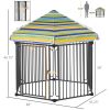 48" x 41" Heavy-Duty Metal Dog Playpen, Outdoor Pet Cage Kennel, Puppy Exercise Fence Barrier with Weather-Resistant Polyester Roof, Locking Door