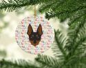 English Toy Terrier Merry Christmas Ceramic Ornament Christmas Tree Hanging Decorations for Home Christmas Holiday, Party, Gift, 3 in, Multicolor