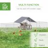 Chicken Run, 23' x 6.6' Metal Chicken Coop with Waterproof and Anti-UV Cover, Spire Roof, Door, for 12-14 Chickens, Ducks, Rabbits, Sliver