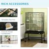 52" Bird Cage with Rolling Stand, Toys, for Budgies Canaries Black